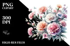 Colorful Small Carnation Flowers PNG Product Image 2