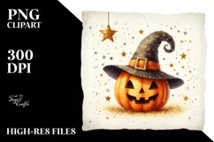 Retro Halloween Glittery Jack-O'-Lantern PNG Product Image 3