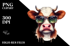 Funny Cow with Sunglasses, Transparent PNG Product Image 2
