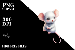 Cute Baby Mouse on Moon PNG Product Image 2