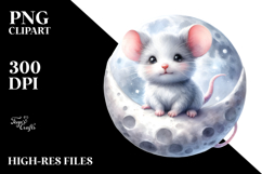 Cute Baby Mouse on Moon PNG Product Image 2