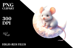 Cute Baby Mouse on Moon PNG Product Image 2