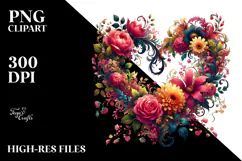 Heart with Floral Details PNG Product Image 2