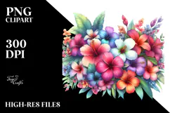 Colorful Hawaiian Flowers, White Background PNG Product Image 2