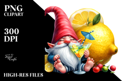 Cute Gnome Drinking Cocktail PNG Product Image 2