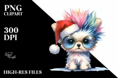 Expressive Puppy with Santa Hat PNG Product Image 3
