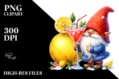 Cute Gnome Drinking Cocktail PNG Product Image 2