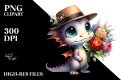 Baby Dragon with Flower Bouquet Clipart Product Image 2
