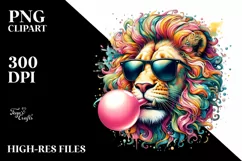 Colorful Lion Portrait with Sunglasses Clipart Product Image 1