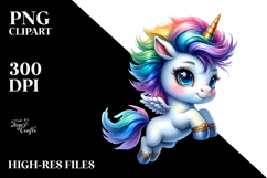Cute Jumping Unicorn with Cool Haircut, PNG Product Image 2