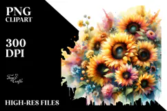 Watercolor with Sunflowers, Transparent PNG Product Image 2