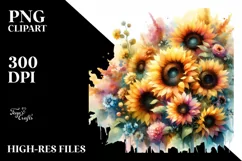 Watercolor with Sunflowers, Transparent PNG Product Image 3