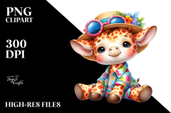Cute Baby Giraffe Dressed for Summer Clipart Product Image 2