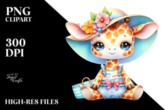 Cute Baby Giraffe Dressed for Summer Clipart Product Image 2