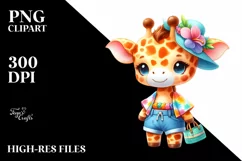 Cute Baby Giraffe Dressed for Summer Clipart Product Image 1