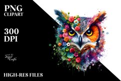 Vibrant 3D Owl with Flowers Clipart Product Image 3