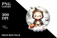 Watercolor Style Funny Halloween Clipart, Transparent PNG Product Image 1