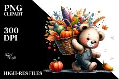 Colorful Baby Bear with Vegetable Basket Clipart Product Image 3