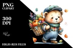 Colorful Baby Bear with Vegetable Basket Clipart Product Image 1