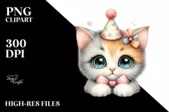 Cute Baby Cat with Party Hat, Transparent PNG Product Image 3