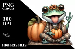 Funny Frog Pumpkin Tongue Clipart Product Image 3
