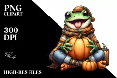 Funny Frog Pumpkin Tongue Clipart Product Image 1