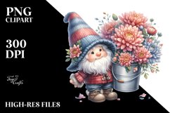 Cute Gnome with Chrysanthemum Frame PNG Product Image 2