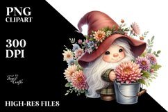 Cute GNOME with Chrysanthemum PNG Product Image 2