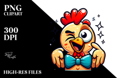 Goofy Cartoon Chicken with Bow Tie, Transparent PNG Product Image 2
