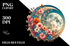 Vintage Postcard Style Flowers PNG Product Image 1