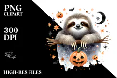 Watercolor Sloth Halloween Design, PNG Product Image 2