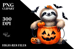 Watercolor Sloth Halloween Design, PNG Product Image 2