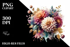 Vibrant Bouquet with Dahlia | Sublimation | Clipart Product Image 1