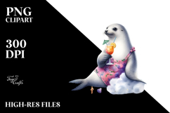 Happy Seal in Beachwear PNG Product Image 2