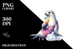 Happy Seal in Beachwear PNG Product Image 2