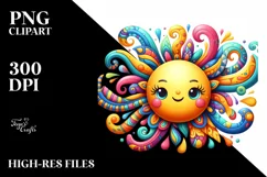 Colorful Sun Watercolor Cute Baby Fox Clipart Product Image 3