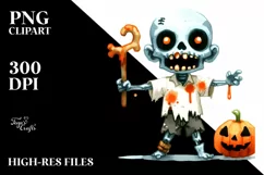 Zombie Halloween Clipart, PNG Product Image 3