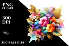 Vibrant Bouquet Gold Foil Clipart Product Image 3