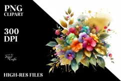 Watercolor Abstract Vibrant Bouquet Clipart Product Image 3