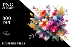 Vibrant Bouquet Gold Foil Clipart Product Image 1