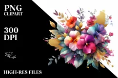 Vibrant Bouquet Gold Foil Clipart Product Image 1
