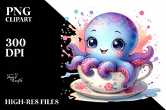 Colorful Baby Octopus in Tea Cup, Transparent PNG Product Image 3