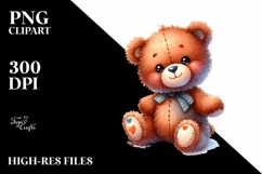Smiling Cute Baby Old Plush Bear Clipart Product Image 1