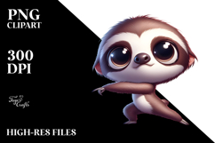 silly cartoon Sloth, PNG Product Image 2