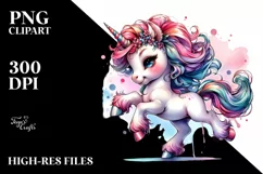 Colorful Baby Unicorn PNG Product Image 3