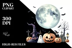 Watercolor Style Funny Halloween Clipart, Transparent PNG Product Image 1