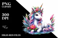 Colorful Baby Unicorn PNG Product Image 1