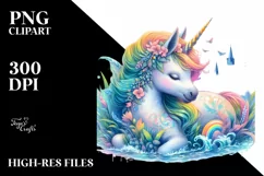 Colorful Baby Unicorn PNG Product Image 1
