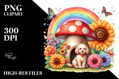 Colorful Dog House with Mushroom and Flowers Watercolor Product Image 3