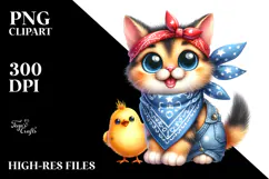 Funny Baby Cat Chick with Bandana Clipart Product Image 2